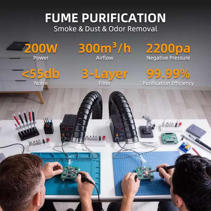 DX1002 Dual-Arm 200W Fume Extr - Fume Extractor Soldering Dual Arm 评论和价格